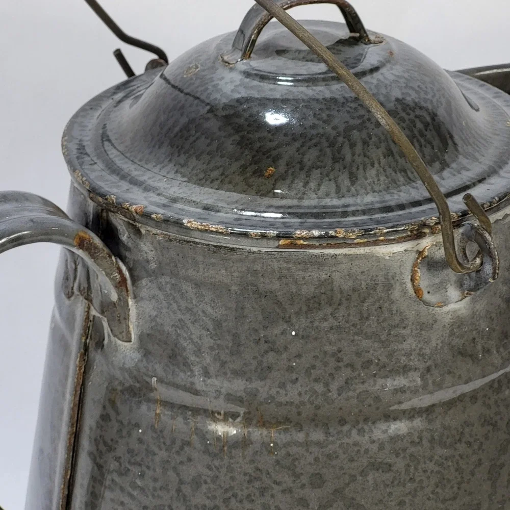 VTG Gray Granite Ware Enamelware Cowboy Camping 11